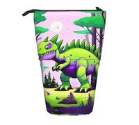 WZYCWB Green Dinosaur Retractable Storage Container for Pen Holders, Makeup Brush Holders, or Coin Drawstring Bags.