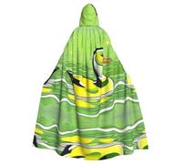 WZYCWB Green Duck Halloween hooded cape, a stylish adult cape perfect for carnivals, themed parties, and masquerades.