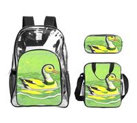 WZYCWB Green Duck Printed backpack set | Lunch bag and pencil case | Perfect for work, business trips, and vacations.