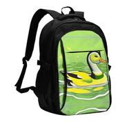 WZYCWB Green Duck Printed laptop backpack, business men's commuter backpack, computer bag with USB port charging