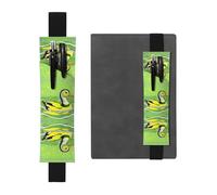 WZYCWB Green Duck Printed Large-Capacity PVC Pen Holder + Creative Diary Pen Bag Set with Elastic Band Anti-Slip Design
