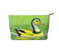 WZYCWB Green Duck Printed Travel Cosmetic Bag, Perfect for Business Trips and Vacations.