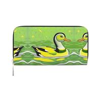 WZYCWB Green Duck Printed zippered wallet perfect for travel, business, and everyday wear. Holds cell phones and cash.