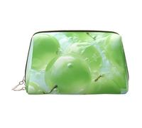 WZYCWB Green Grapes Patterned Leather Cosmetic Bag - Perfect for Carry-On or Home Organization