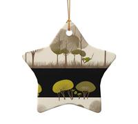WZYCWB Green grove patterned Star Shape ceramic pendant, perfect for decorating your home Christmas tree for winter parties