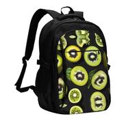 WZYCWB Green kiwi Printed laptop backpack, business men's commuter backpack, computer bag with USB port charging