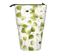 WZYCWB Green Leaves Printed Retractable Pen Holder for Dorm or Office use.