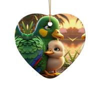 WZYCWB green parrot patterned Heart Shape ceramic pendant, perfect for decorating your home Christmas tree for winter parties