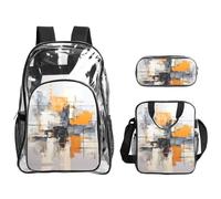 WZYCWB Grey And Yellow Abstract Art Painting Printed backpack set | Lunch bag and pencil case | Perfect for work, business trips, and vacations.