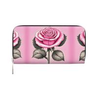 WZYCWB Grey rat Leather clutch bags zipper wallets and card holders are perfect for travel or daily use, Beautiful Pink Roses, One Size