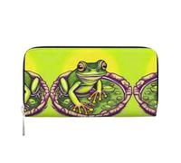 WZYCWB Grey rat Leather clutch bags zipper wallets and card holders are perfect for travel or daily use, Frog In A Pond, One Size