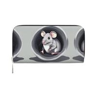 WZYCWB Grey rat Leather clutch bags zipper wallets and card holders are perfect for travel or daily use, Mouse in the Hole, One Size