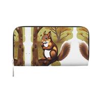 WZYCWB Grey rat Leather clutch bags zipper wallets and card holders are perfect for travel or daily use, Nut-eating Squirrel, One Size