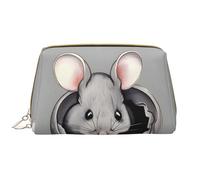 WZYCWB Grey rat Leather cosmetic bag with pockets, portable travel cosmetic bag, large capacity cosmetic storage bag,