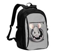 WZYCWB Grey rat Printed laptop backpack, business men's commuter backpack, computer bag with USB port charging
