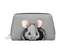 WZYCWB Grey Rat Printed Leather Cosmetic Bag - Stylish and Portable Cosmetic Storage Bag