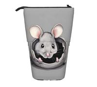 WZYCWB Grey Rat Printed Retractable Pen Holder Suitable for use as a Simple Cosmetic Bag, Wallet, etc.