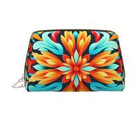 WZYCWB Growing Colorful Wreaths Patterned Leather Cosmetic Bag - Perfect for Carry-On or Home Organization