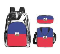 WZYCWB Haitian flag Printed backpack set | Lunch bag and pencil case | Perfect for work, business trips, and vacations.