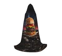 WZYCWB Hamburger Dream Core M Patterned Hooded Cape Cosplay Costume - Holiday Party Costume Props