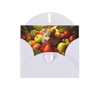 WZYCWB Hamster and Fruit White Pattern cards, holiday greeting cards, suitable for family, friends and couples