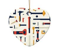 WZYCWB Hands-on Tools patterned Heart Shape ceramic pendant, perfect for decorating your home Christmas tree for winter parties