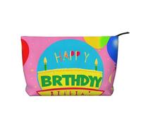 WZYCWB Happy Birthday Balloon Corduroy cosmetic bag, women's portable zipper handbag purse, suitable for travel and daily storage, cosmetics