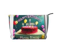 WZYCWB Happy Birthday Beautiful Corduroy cosmetic bag, women's portable zipper handbag purse, suitable for travel and daily storage, cosmetics