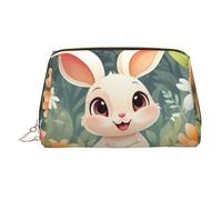 WZYCWB Happy Bunny Patterned Leather Cosmetic Bag - Perfect for Carry-On or Home Organization