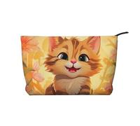 WZYCWB Happy Cartoon cat Printed Travel Cosmetic Bag, Perfect for Business Trips and Vacations.