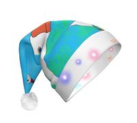 WZYCWB happy white goose Patterned Santa Hat | Plush Glowing Holiday Hat for Christmas, New Year's, and Party Events