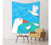 WZYCWB happy white goose Printed decorative wall hanging 60x51 inches - suitable for camping party home decoration
