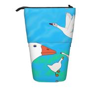 WZYCWB Happy White Goose Printed Retractable Pen Holder Suitable for use as a Simple Cosmetic Bag, Wallet, etc.