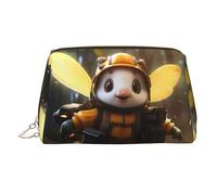 WZYCWB Hard-Working Bees Patterned Leather Cosmetic Bag - Perfect for Carry-On or Home Organization