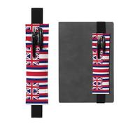 WZYCWB Hawaii Flag Printed Large-Capacity PVC Pen Holder + Creative Diary Pen Bag Set with Elastic Band Anti-Slip Design