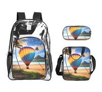 WZYCWB Hawaii Hot Air Balloon Printed backpack set | Lunch bag and pencil case | Perfect for work, business trips, and vacations.