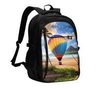 WZYCWB Hawaii Hot Air Balloon Printed laptop backpack, business men's commuter backpack, computer bag with USB port charging