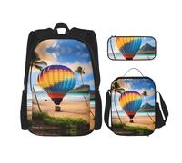 WZYCWB Hawaii Hot Air Balloon School Bag + Pencil case + Lunch Bag Combination Backpack Suitable for Everyday Commuting