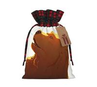 WZYCWB Head of a brown bear Christmas Gift Bags for Christmas Party Supplies Decorations, 8.3 * 11.8 Inch Colorblock Burlap Drawstring Gift Bags,