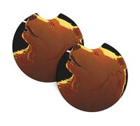 WZYCWB Head of a Brown Bear Patterned car Interior Coaster Pads 2-Pack, 2.7-inch Drink Coasters, Suitable for Most Cars, Trucks, SUVs