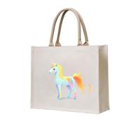 WZYCWB Holo Unicorn Glitch Printed three-dimensional canvas tote bag suitable for travel, work, fitness, camping and beach carrying