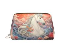 WZYCWB Horses in The River Patterned Leather Cosmetic Bag - Perfect for Carry-On or Home Organization