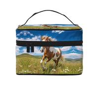 WZYCWB Horses on the Prairie Large cosmetic bag for women, portable large capacity cosmetic bag, travel cosmetic bag storage bag for girls, Black, One Size, Black, One Size