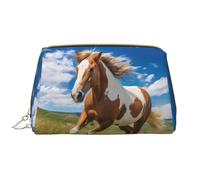 WZYCWB Horses on the Prairie Leather cosmetic bag with pockets, portable travel cosmetic bag, large capacity cosmetic storage bag,
