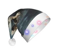 WZYCWB Horses running wild in the river Adult Santa Hats, Plush New Year Christmas Party Gifts, Unisex New Year LED Light Santa Hats