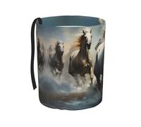 WZYCWB Horses Running Wild in The River Hanging car Trash can, Suitable for SUV, Truck and car, as a Foldable car Storage Box Accessories, Practical and Convenient, Practical Accessories