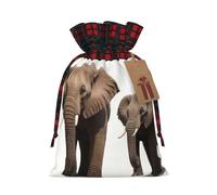 WZYCWB Huge elephant Christmas Gift Bags for Christmas Party Supplies Decorations, 8.3 * 11.8 Inch Colorblock Burlap Drawstring Gift Bags,