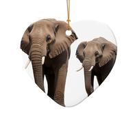 WZYCWB Huge elephant patterned Heart Shape ceramic pendant, perfect for decorating your home Christmas tree for winter parties