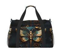 WZYCWB Huge killer whales Handheld travel bag weekend bag fitness yoga bag suitable for fitness and other scenarios, Gold Color Delicate Dragonfly Flower, One Size