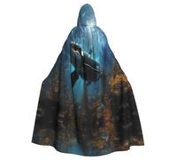 WZYCWB Huge killer whales Patterned ball cape, adult extended wizard robe, masquerade costume, carnival theme party dress